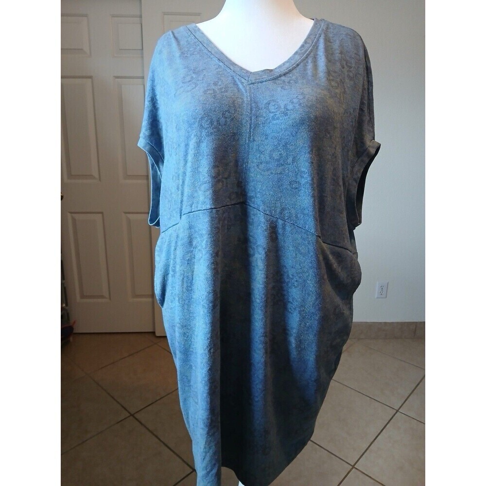 Anthropologie Saturday Sunday Zelda Blue Print Tunic Dress Womens Sz 1X